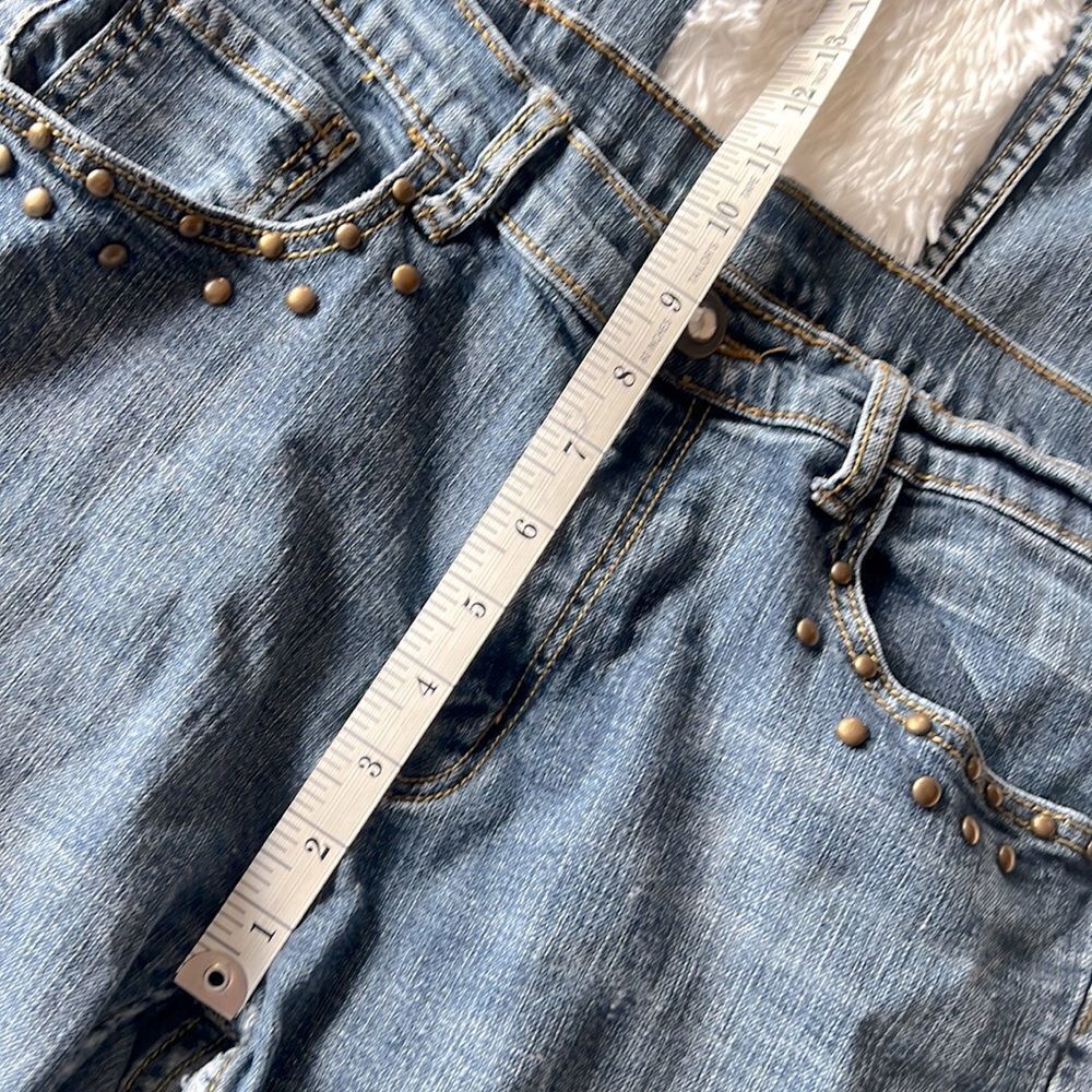 Studded Distressed Midrise Slim Skinny Rocker Firefly Jeans - Picture 7 of 16